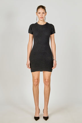 ENDLESS ROSE - Fuzzy Short Sleeve Mini Dress - DRESSES available at Objectrare
