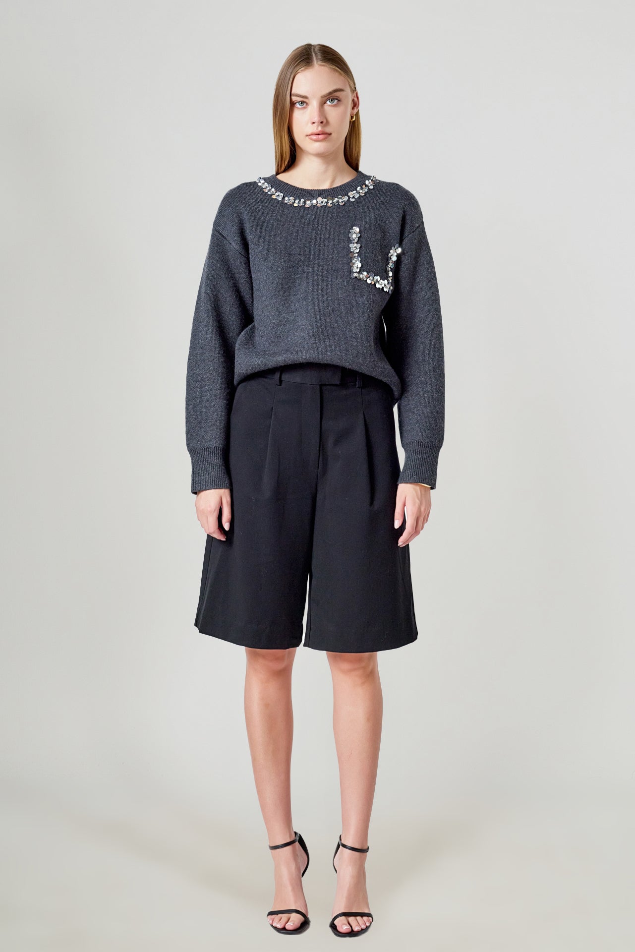 ENDLESS ROSE - Relaxed Jewel Trim Sweater - SWEATERS & KNITS available at Objectrare