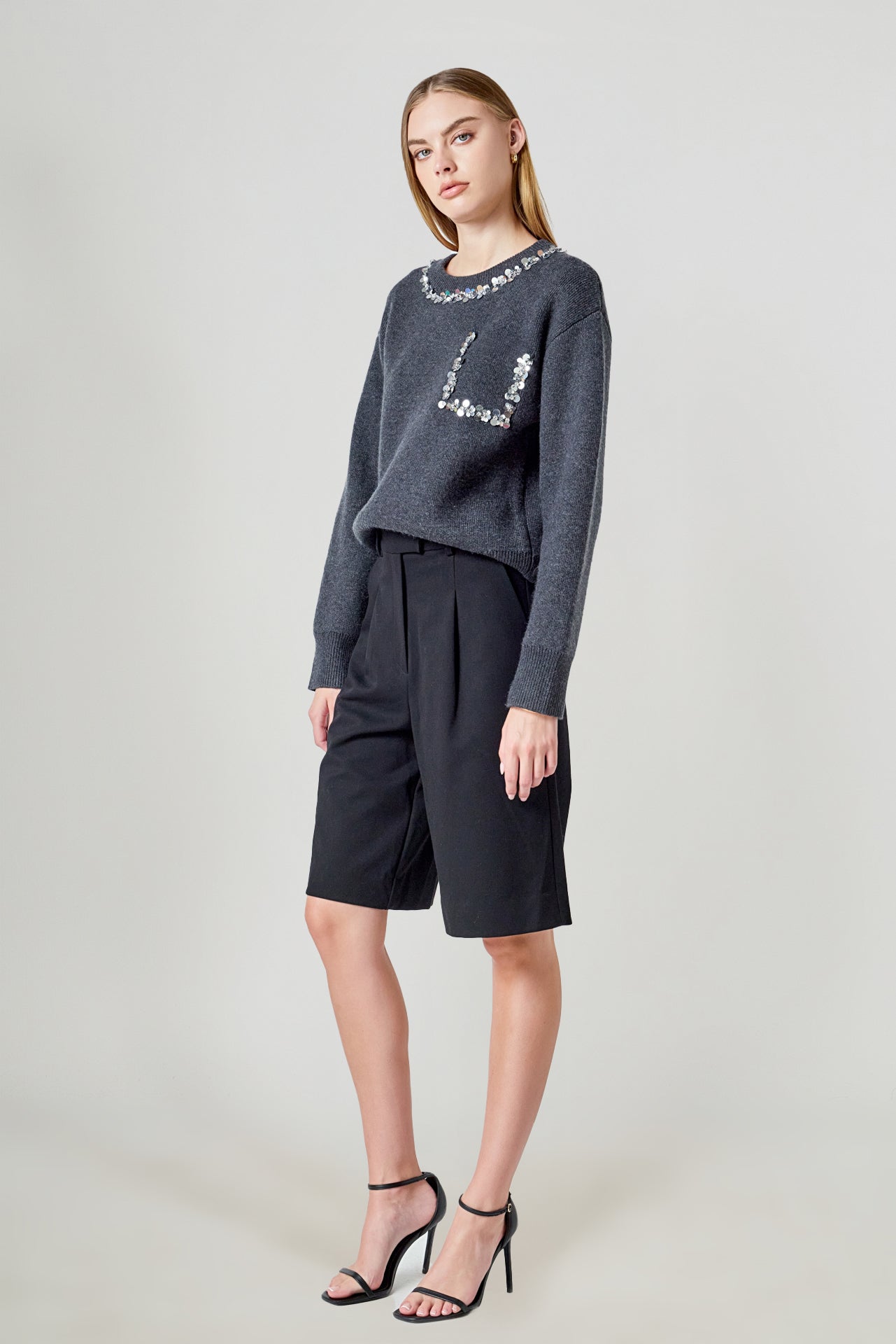 ENDLESS ROSE - Relaxed Jewel Trim Sweater - SWEATERS & KNITS available at Objectrare