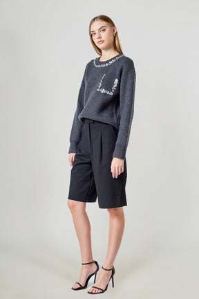 ENDLESS ROSE - Relaxed Jewel Trim Sweater - SWEATERS & KNITS available at Objectrare