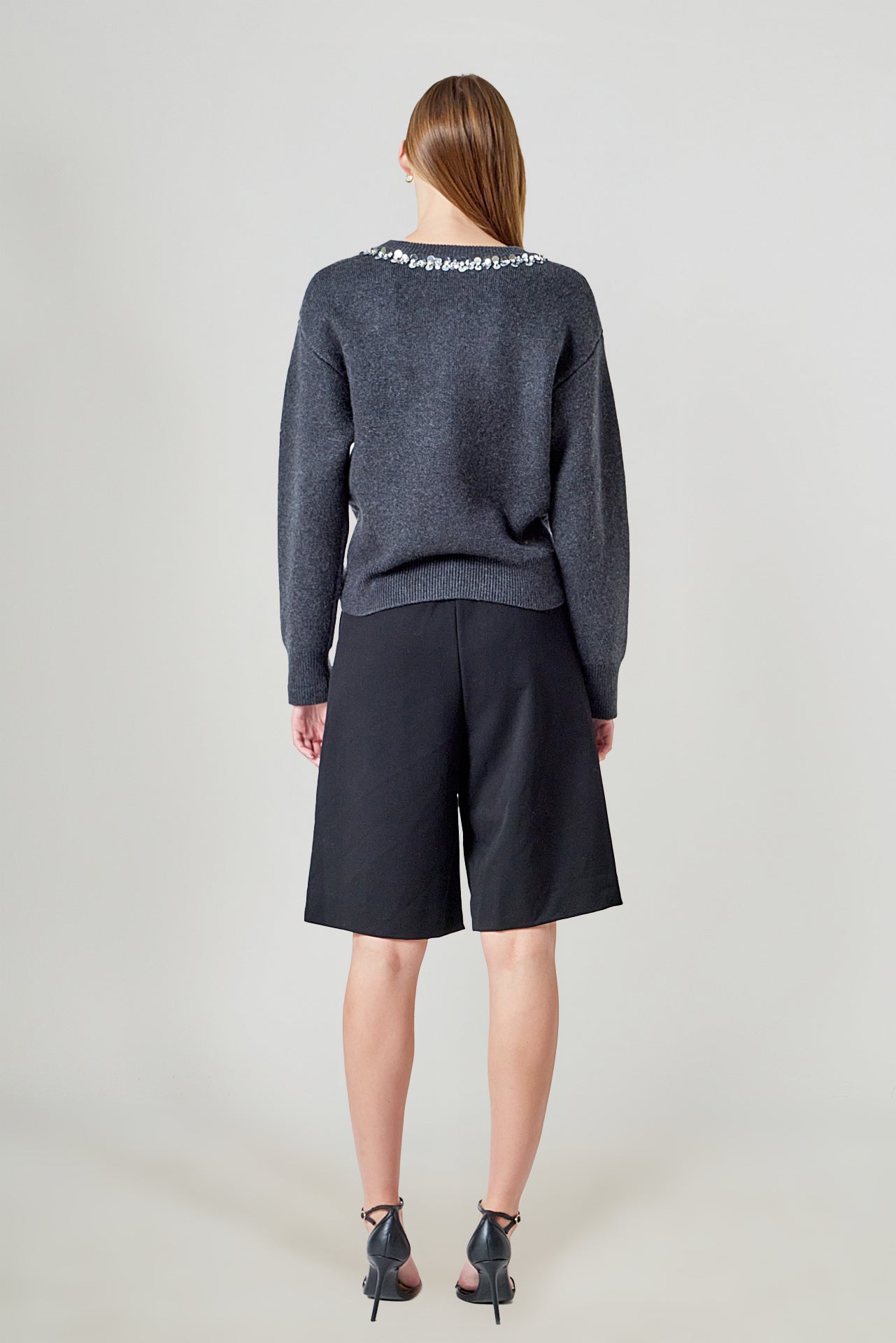 ENDLESS ROSE - Relaxed Jewel Trim Sweater - SWEATERS & KNITS available at Objectrare
