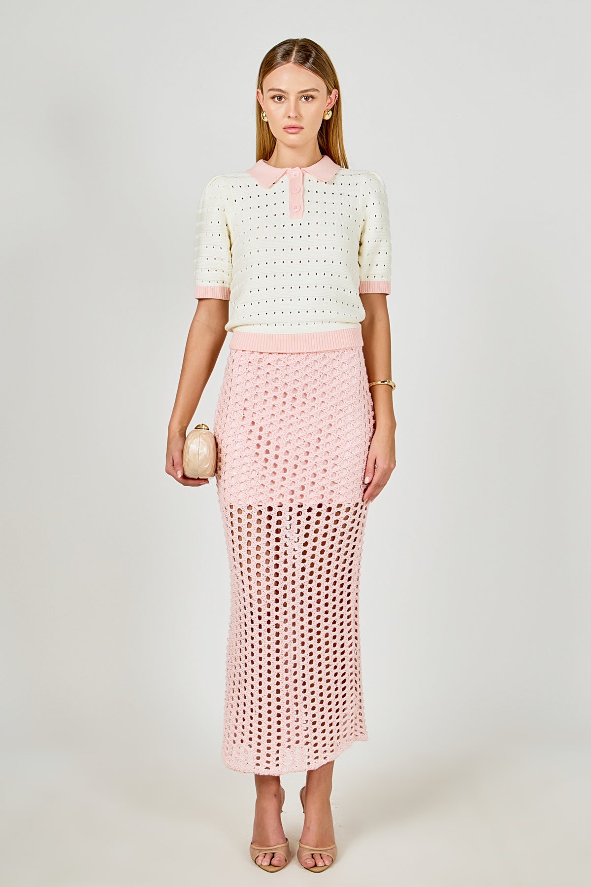 ENDLESS ROSE - Color Block Short Polo Sweater - SWEATERS & KNITS available at Objectrare