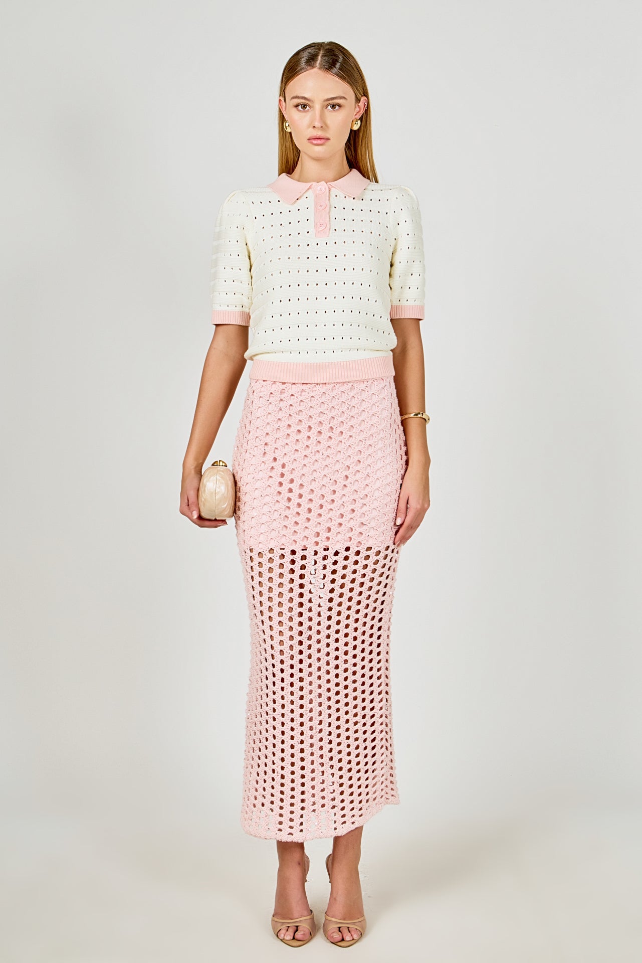 ENDLESS ROSE - Color Block Short Polo Sweater - SWEATERS & KNITS available at Objectrare