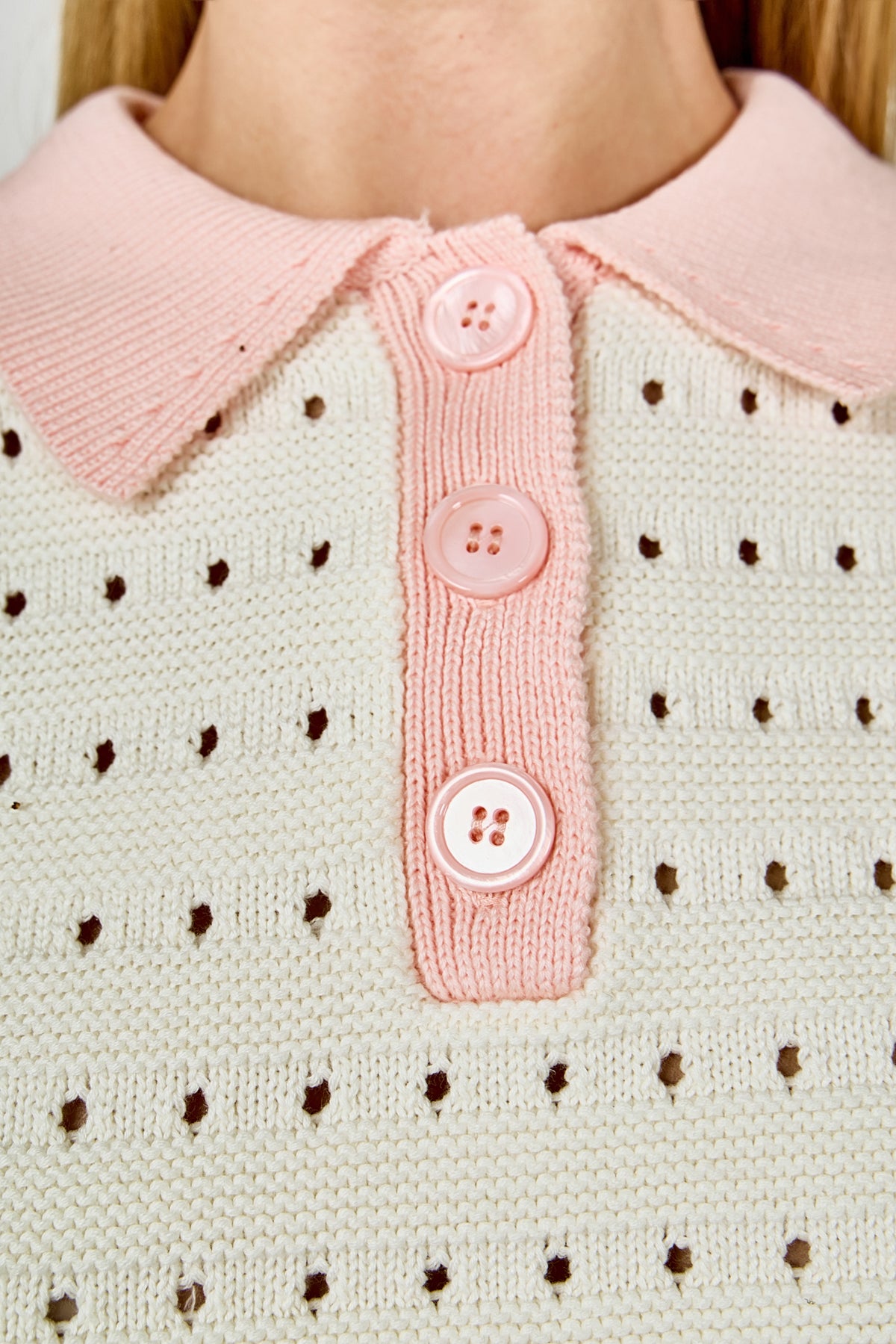 ENDLESS ROSE - Color Block Short Polo Sweater - SWEATERS & KNITS available at Objectrare