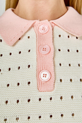 ENDLESS ROSE - Color Block Short Polo Sweater - SWEATERS & KNITS available at Objectrare