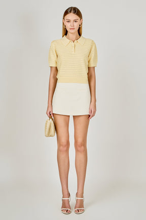 Short Sleeve Jewel Buttoned Sweater Top