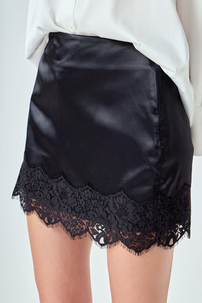Lace Trim Mini Skirt