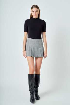 Plaid Pleated Mini Skirt