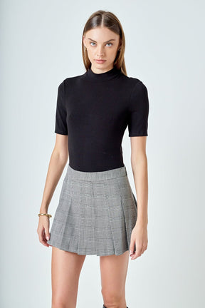 Plaid Pleated Mini Skirt