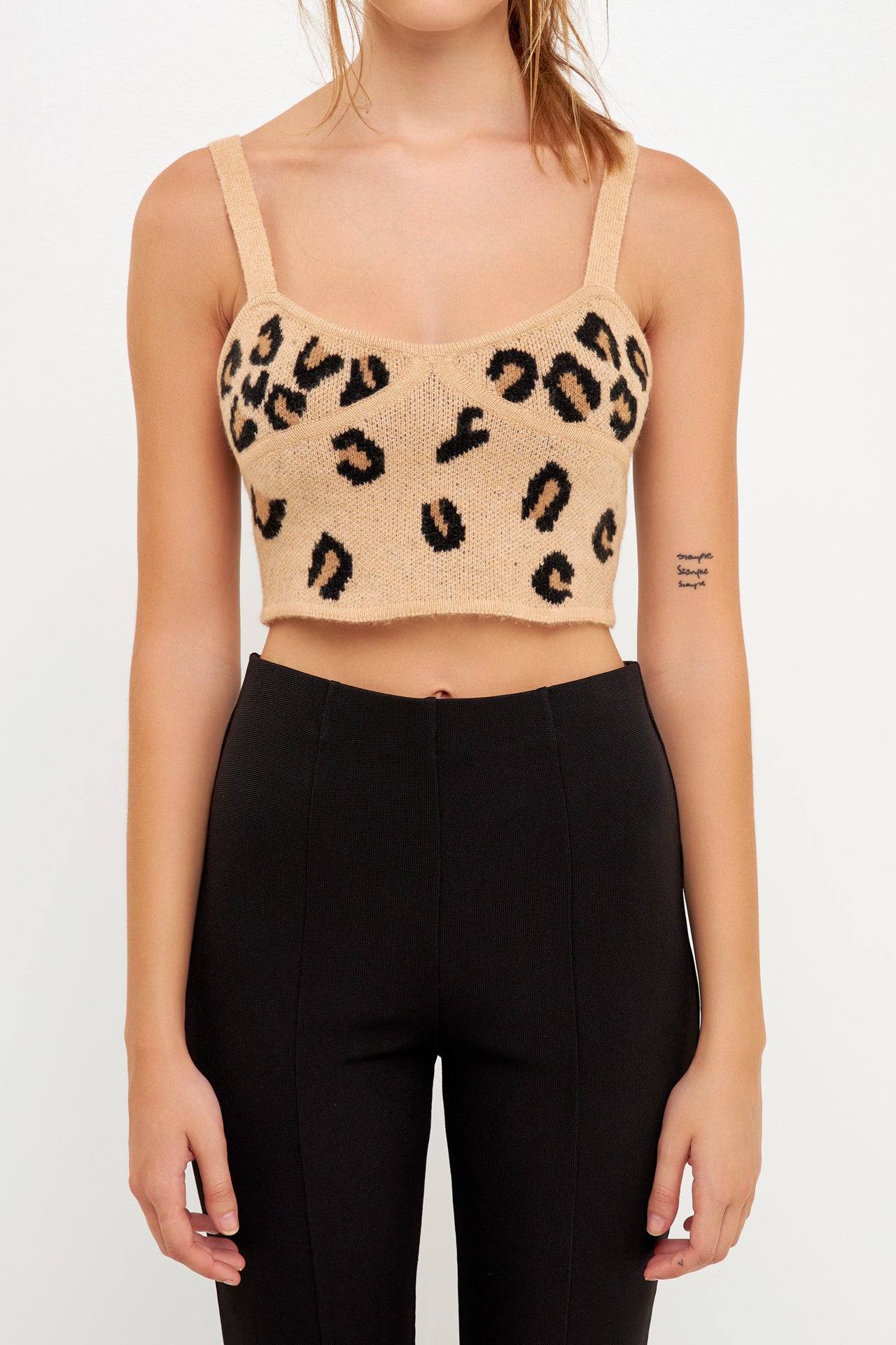 GREY LAB - Grey Lab - Leopard Bustier Knit Top - CAMI TOPS & TANK available at Objectrare