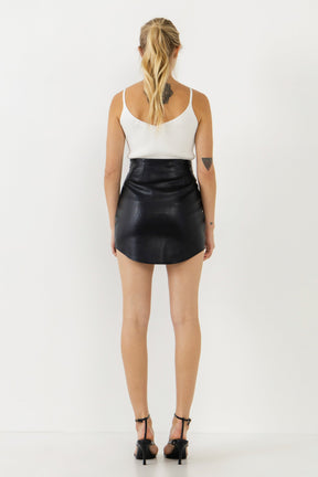 ENDLESS ROSE - Curved Mini Pleather Skirt - SKIRTS available at Objectrare
