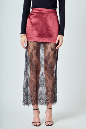 ENDLESS ROSE - Satin Velvet Maxi Skirt - SKIRTS available at Objectrare