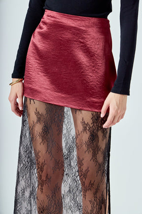 ENDLESS ROSE - Satin Velvet Maxi Skirt - SKIRTS available at Objectrare