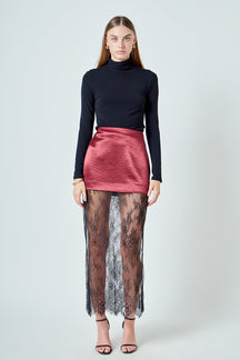 ENDLESS ROSE - Satin Velvet Maxi Skirt - SKIRTS available at Objectrare
