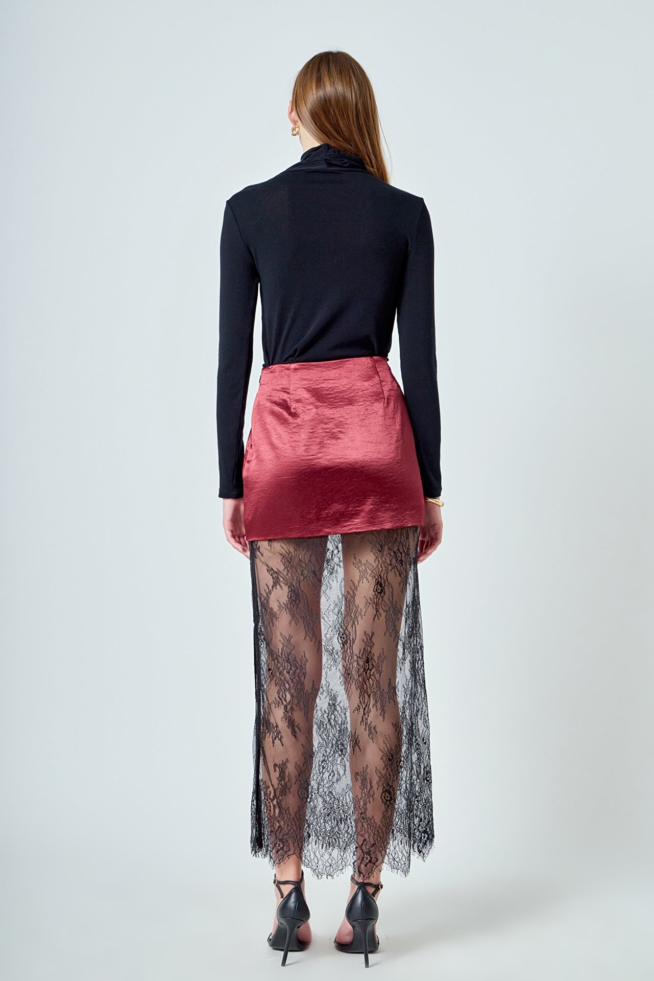 ENDLESS ROSE - Satin Velvet Maxi Skirt - SKIRTS available at Objectrare