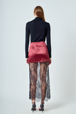 ENDLESS ROSE - Satin Velvet Maxi Skirt - SKIRTS available at Objectrare