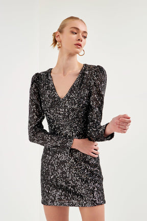 ENDLESS ROSE - Deep V Sequins Mini - DRESSES available at Objectrare