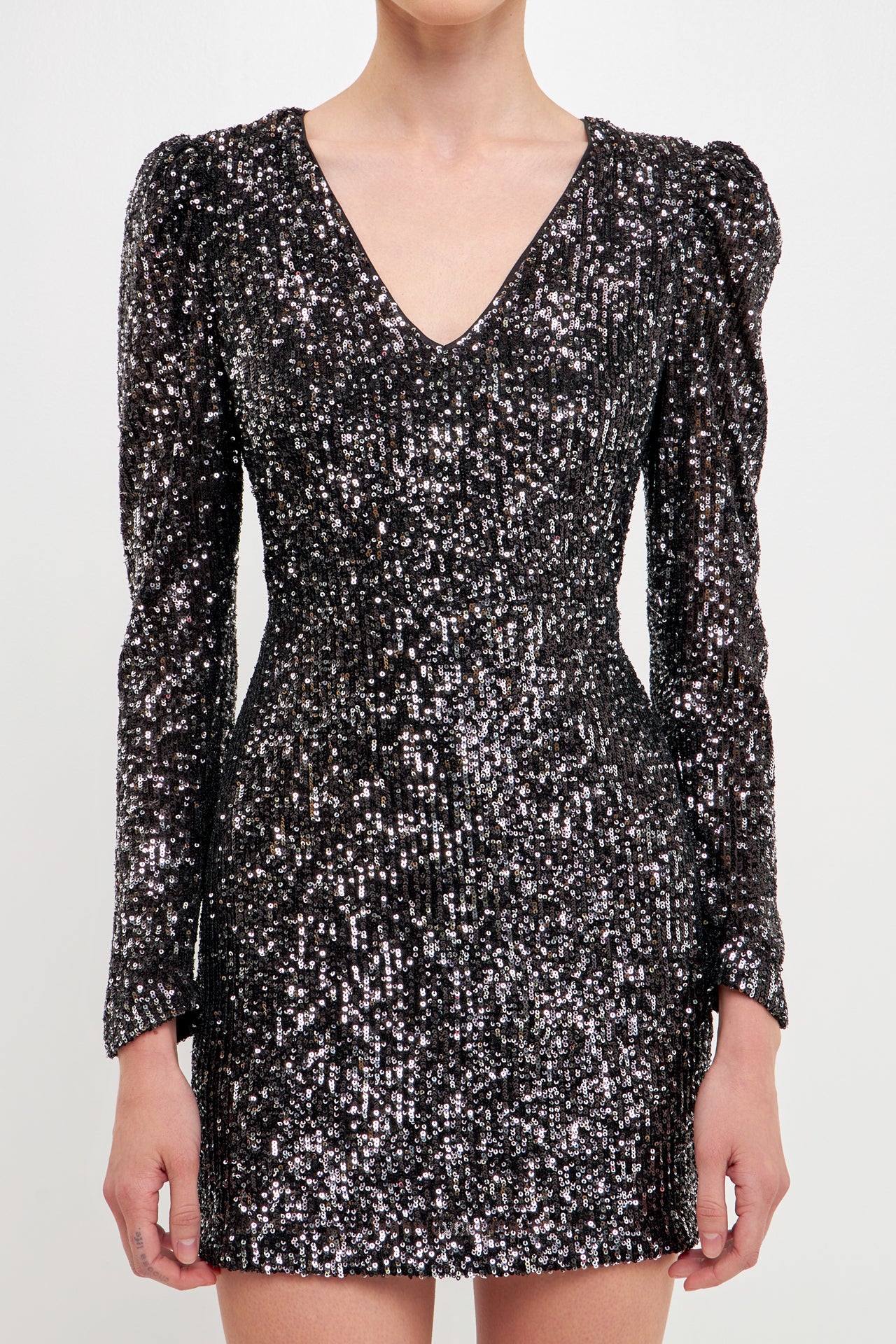 ENDLESS ROSE - Deep V Sequins Mini - DRESSES available at Objectrare