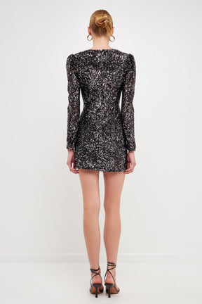 ENDLESS ROSE - Endless Rose - Deep V Sequins Mini Dress - DRESSES available at Objectrare