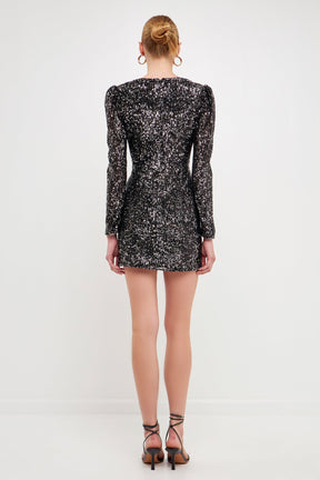 ENDLESS ROSE - Deep V Sequins Mini - DRESSES available at Objectrare