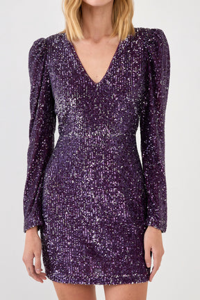 ENDLESS ROSE - Deep V Sequins Mini - DRESSES available at Objectrare