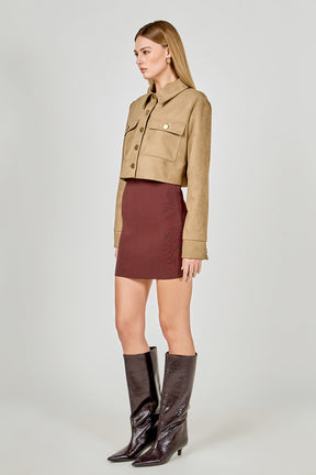 ENDLESS ROSE - Faux Suede Cropped Pocketed Jacket - JACKETS available at Objectrare