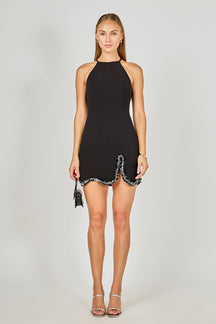 Jewel Scalloped Mini Dress