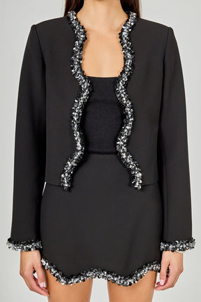 ENDLESS ROSE - Jewel Scalloped Jacket - OUTERWEAR available at Objectrare