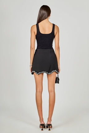 ENDLESS ROSE - Jewel Scalloped Trim Skirt - SKIRTS available at Objectrare