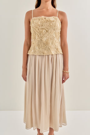 ENDLESS ROSE - Mixed Media Sheer Midi Dress - DRESSES available at Objectrare