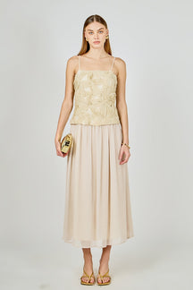ENDLESS ROSE - Mixed Media Sheer Midi Dress - DRESSES available at Objectrare