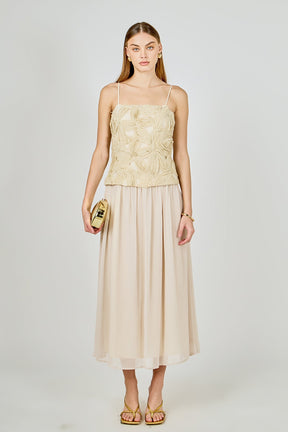 ENDLESS ROSE - Mixed Media Sheer Midi Dress - DRESSES available at Objectrare