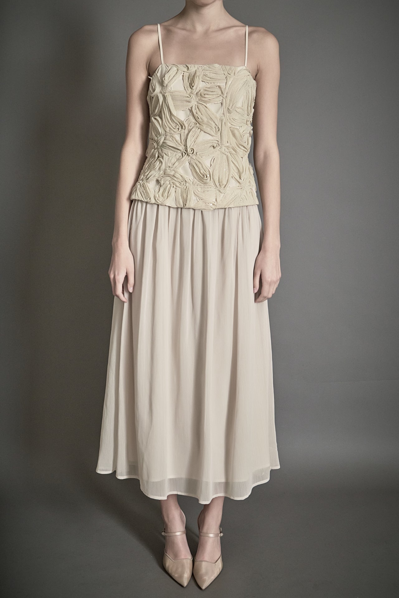 ENDLESS ROSE - Mixed Media Sheer Midi Dress - DRESSES available at Objectrare