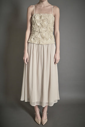 ENDLESS ROSE - Mixed Media Sheer Midi Dress - DRESSES available at Objectrare