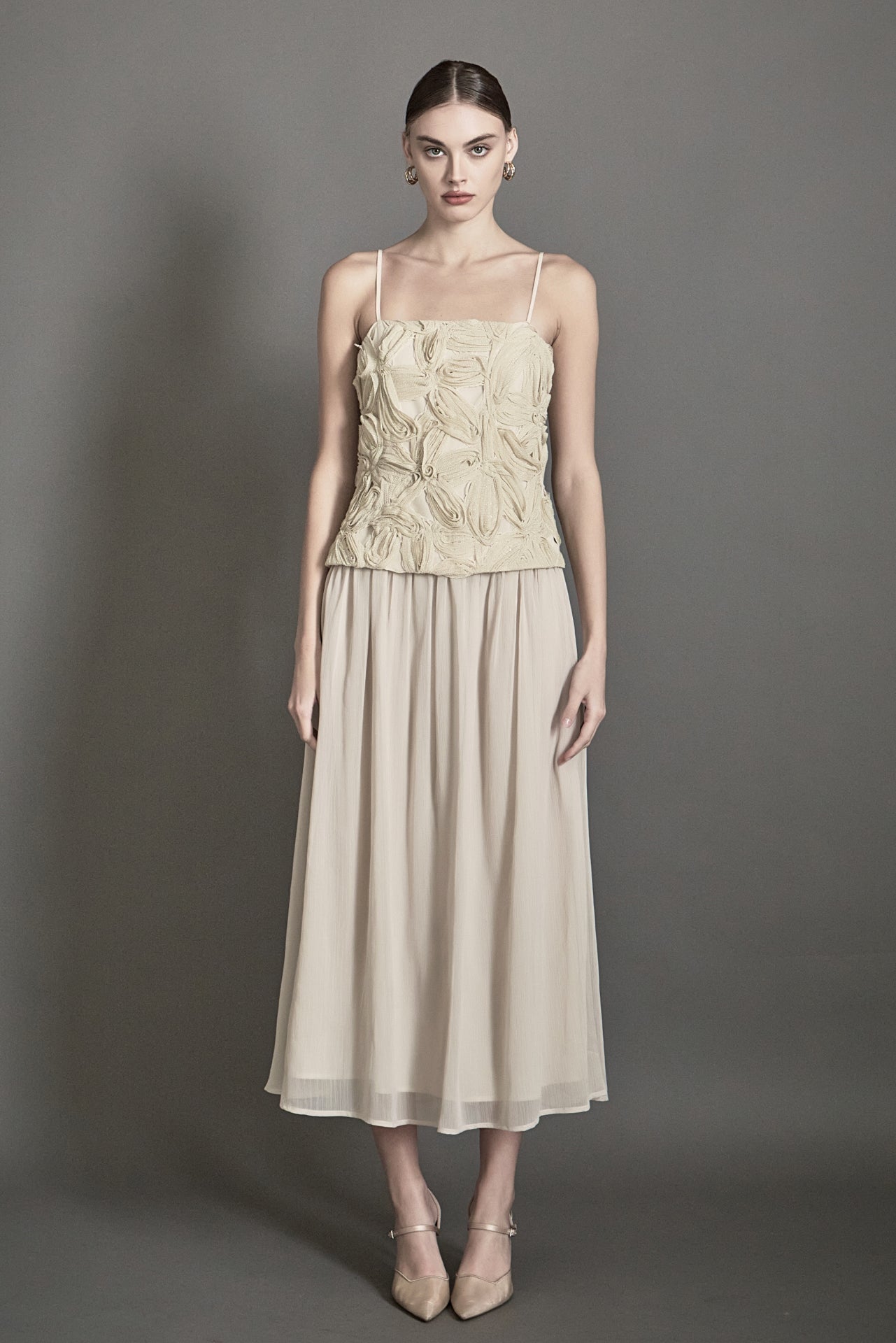 ENDLESS ROSE - Mixed Media Sheer Midi Dress - DRESSES available at Objectrare