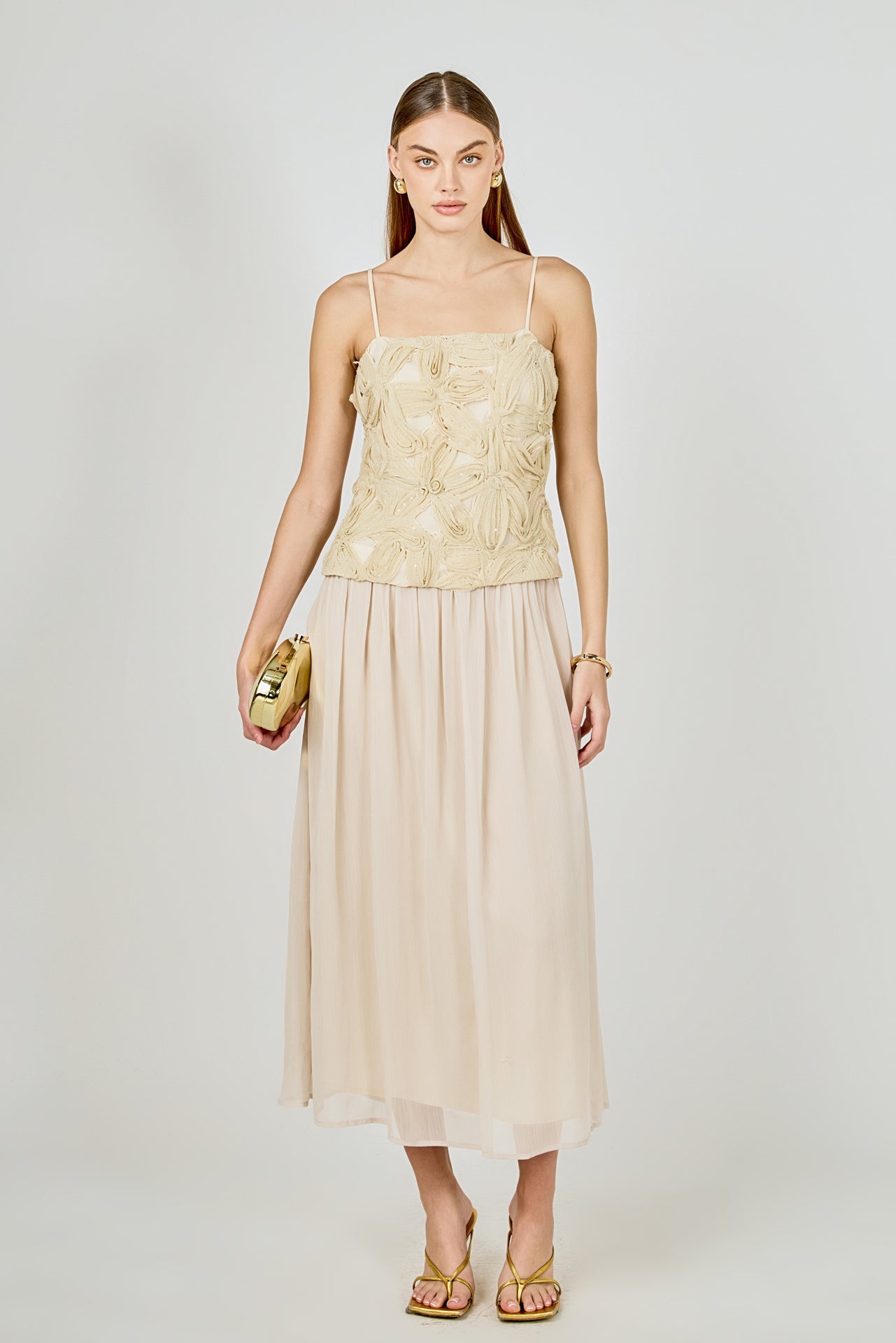 Endless Rose Women's Mixed Media Sheer Maxi Dress, Small