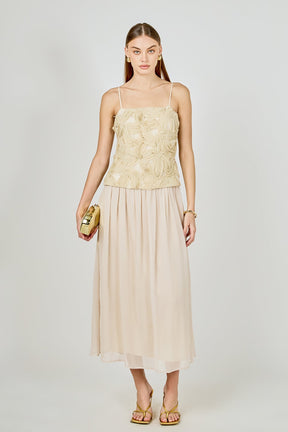 ENDLESS ROSE - Mixed Media Sheer Midi Dress - DRESSES available at Objectrare