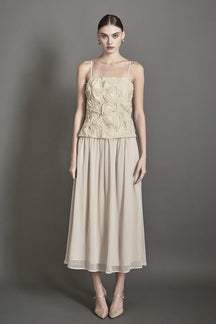 ENDLESS ROSE - Mixed Media Sheer Maxi Dress - DRESSES available at Objectrare