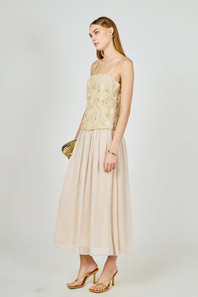 ENDLESS ROSE - Mixed Media Sheer Midi Dress - DRESSES available at Objectrare