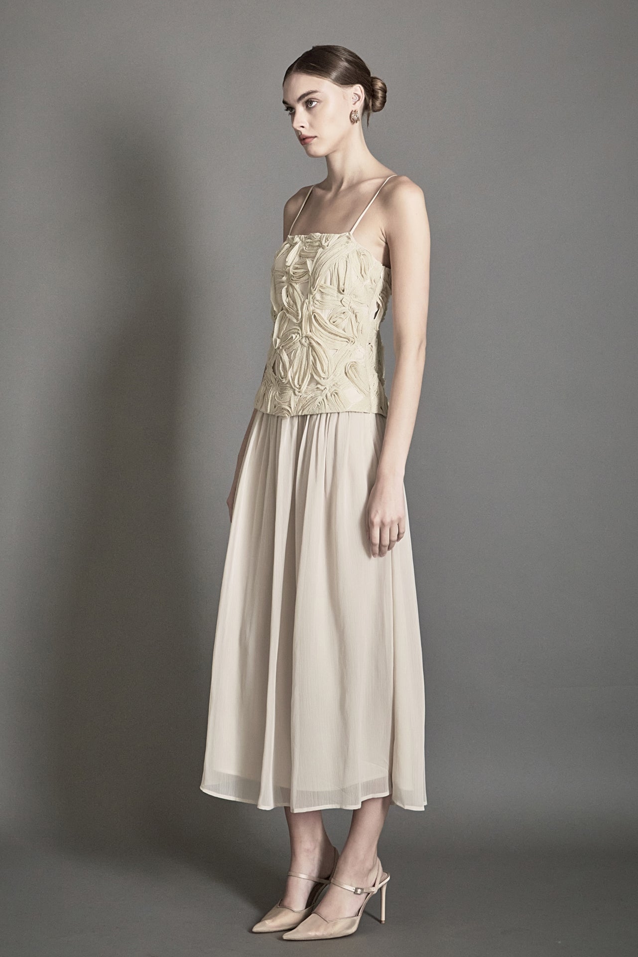 ENDLESS ROSE - Mixed Media Sheer Midi Dress - DRESSES available at Objectrare