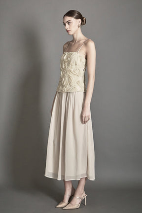 ENDLESS ROSE - Mixed Media Sheer Midi Dress - DRESSES available at Objectrare
