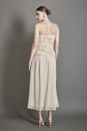 ENDLESS ROSE - Mixed Media Sheer Midi Dress - DRESSES available at Objectrare