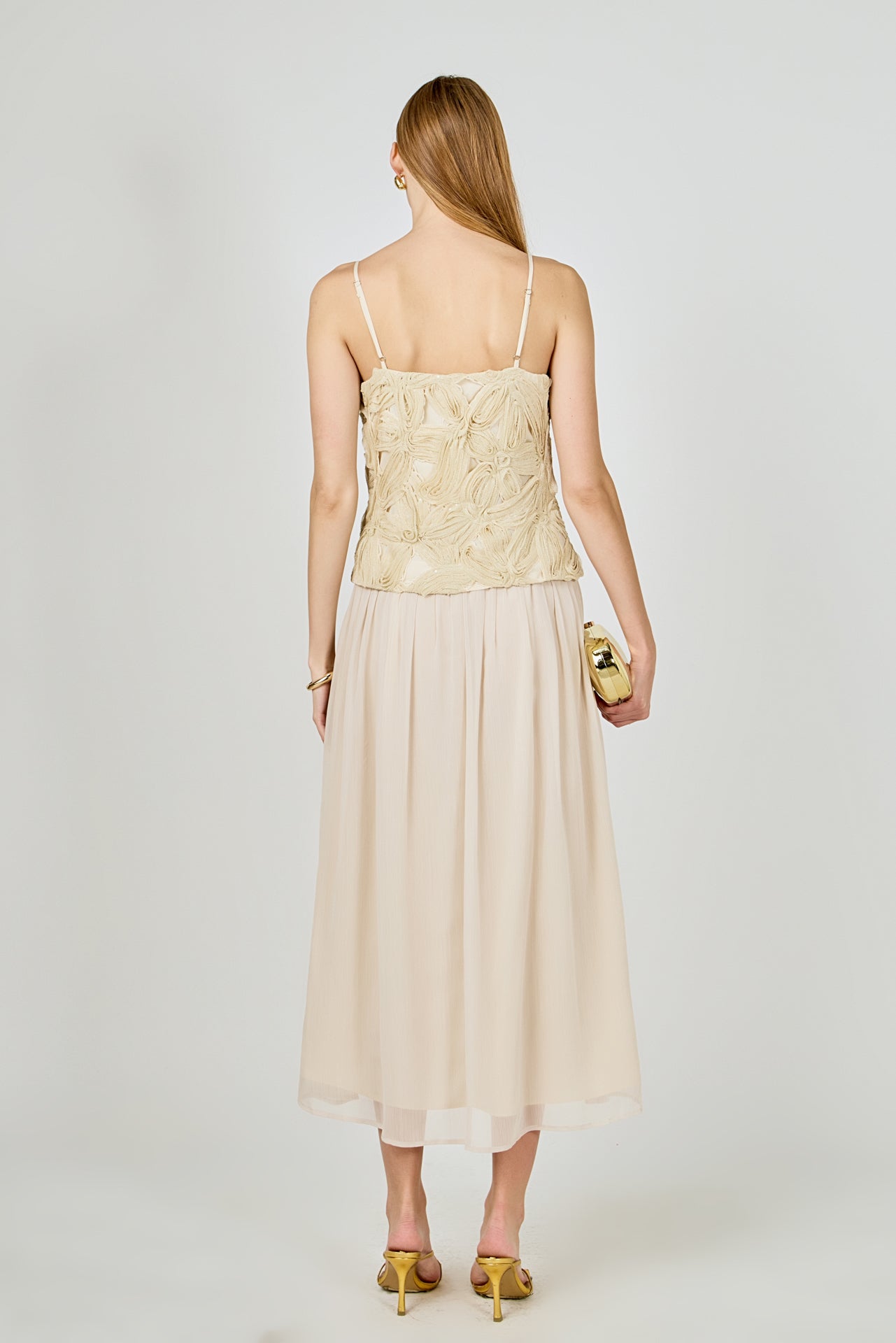 ENDLESS ROSE - Mixed Media Sheer Midi Dress - DRESSES available at Objectrare