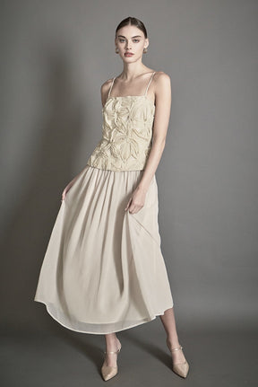 ENDLESS ROSE - Mixed Media Sheer Midi Dress - DRESSES available at Objectrare