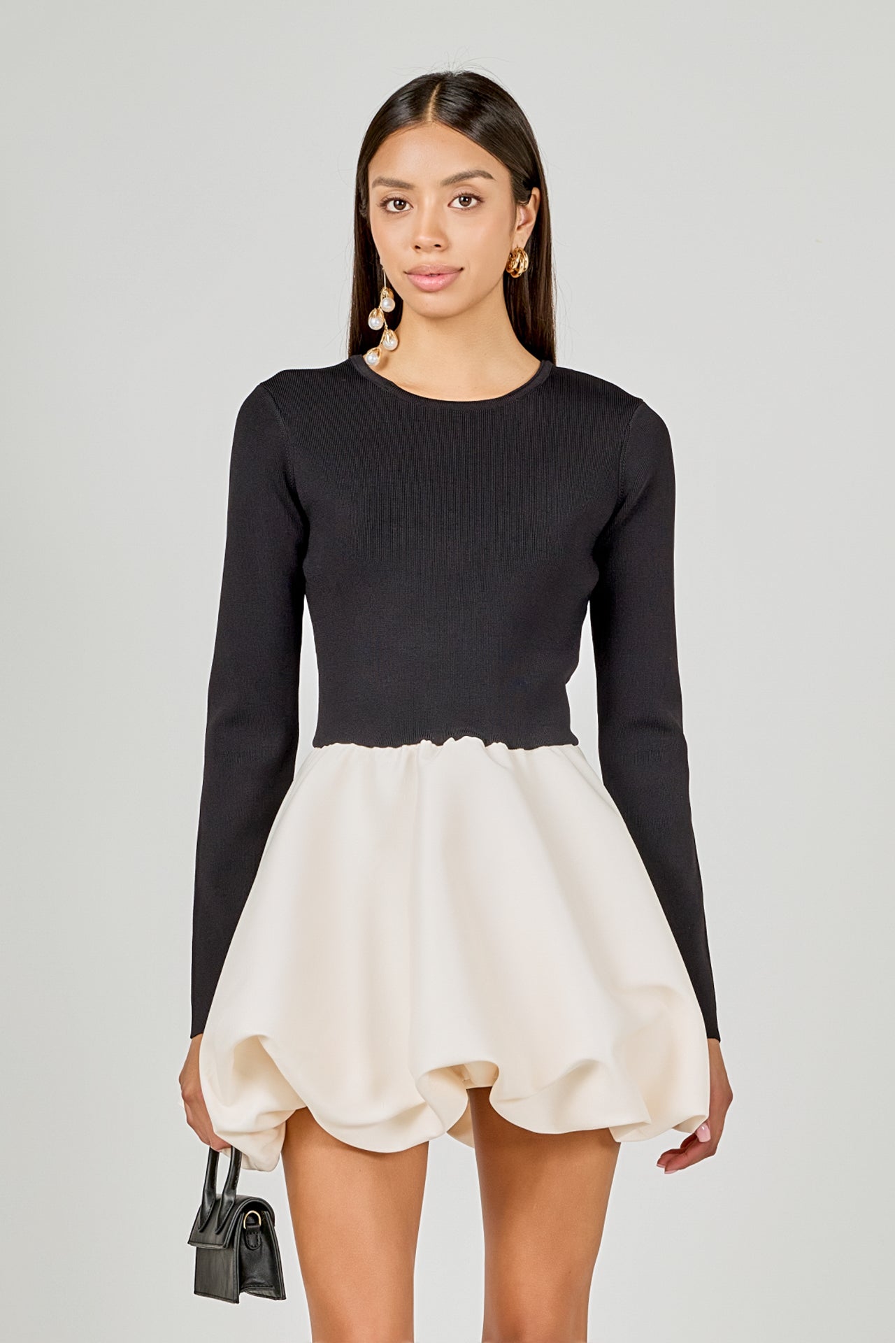 Long Sleeve Open Back Knit Mini Dress