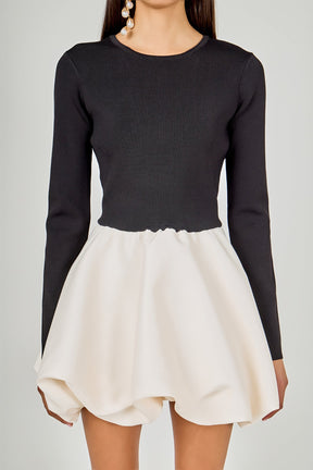 Long Sleeve Open Back Knit Mini Dress