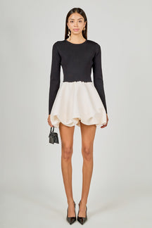 Long Sleeve Open Back Knit Mini Dress