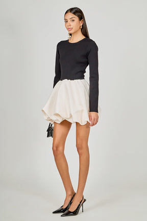 Long Sleeve Open Back Knit Mini Dress