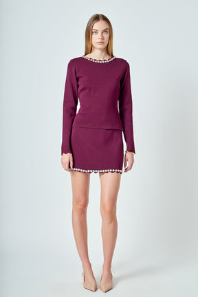Knit Scallop Mini Skirt