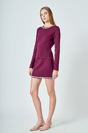 Knit Scallop Mini Skirt